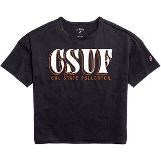 CSUF Seeing Double Crop Tee- Navy